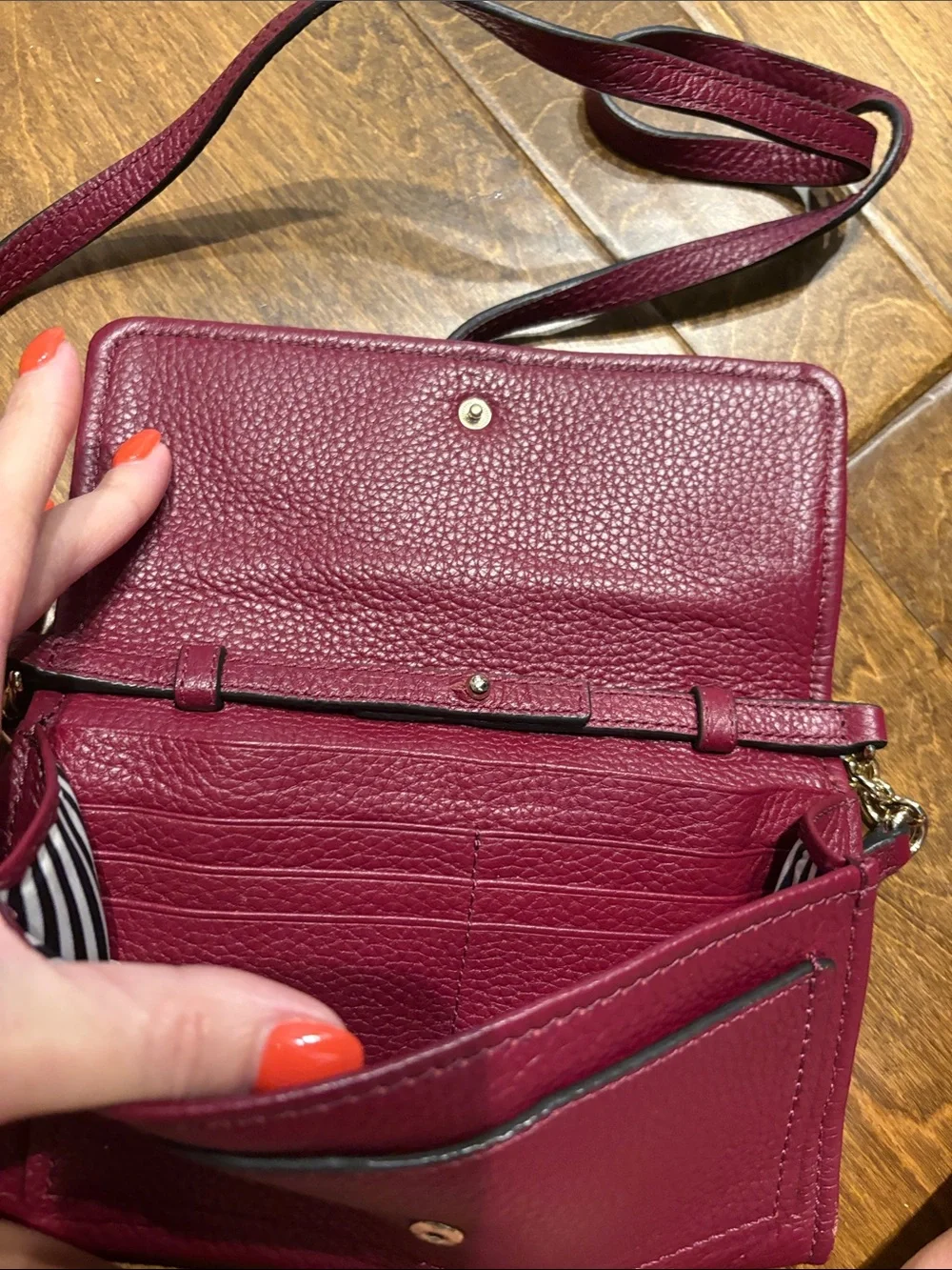 kate spade Pebbled Leather Crossbody in Berry
